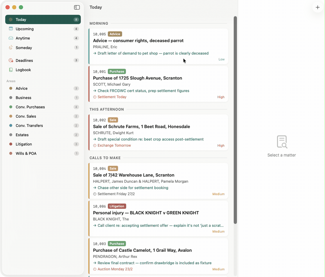 Animated demonstration of drag-and-drop reordering matters in the Today view